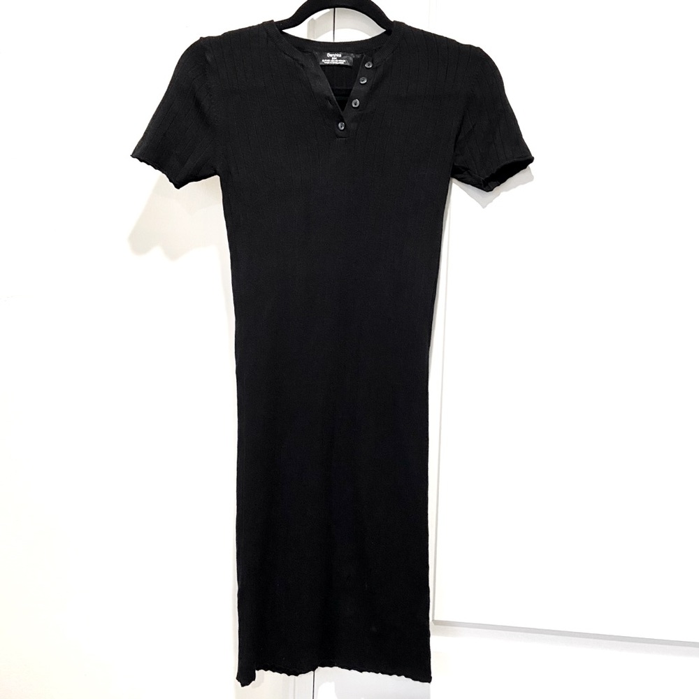 ASOS Bershka Black Knit sweater fitted dress